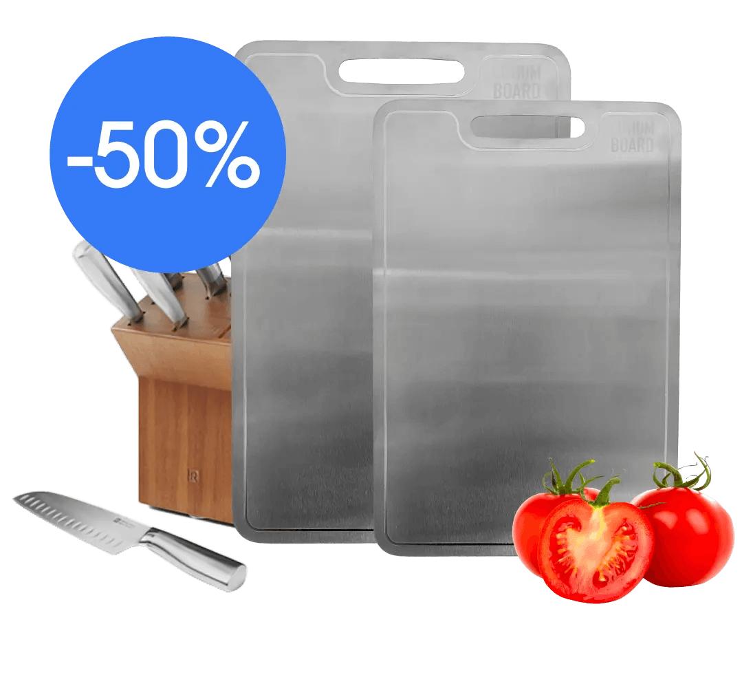 single titanium cutting board product render on clean white background, premium kitchenware photogra